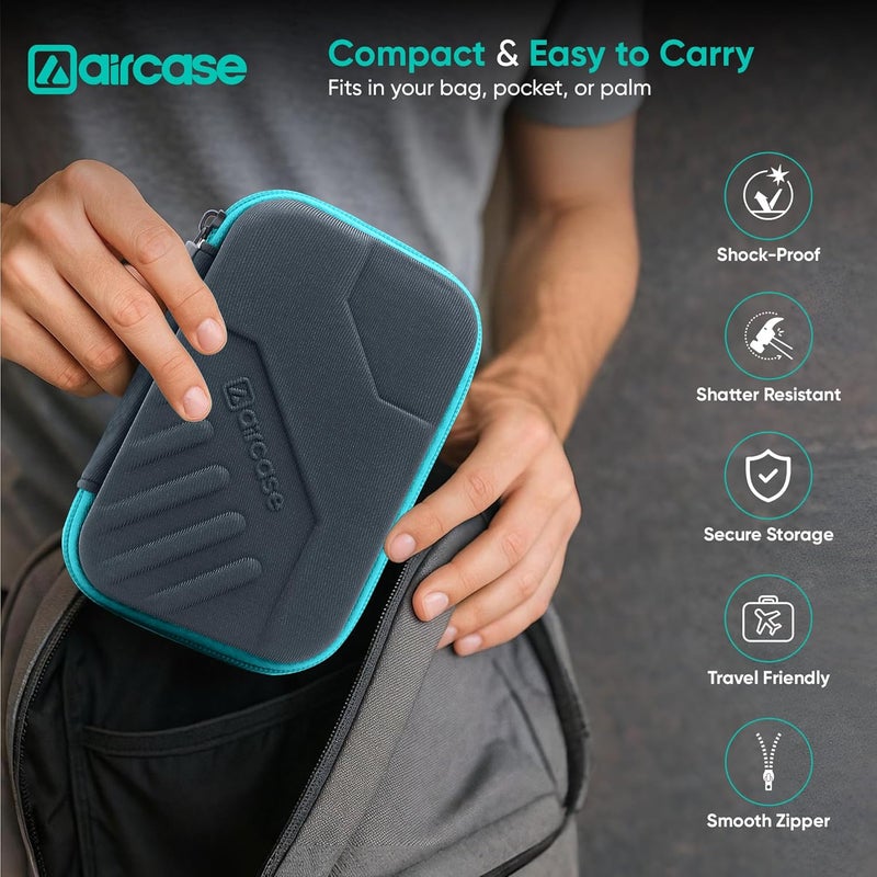 AirCase حافظة قرص صلب خارجي 2.5 بوصة مع غلاف EVA مقاوم للصدمات وبطانة ناعمة | حقيبة تنظيم سفر مع جيب شبكي، إغلاق بسحاب لقرص HDD/SSD، سماعات، كابل، شاحن وأجهزة (رمادي) - Image 4