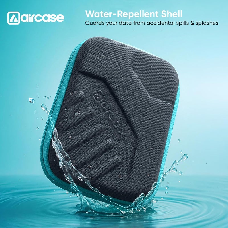 AirCase حافظة قرص صلب خارجي 2.5 بوصة مع غلاف EVA مقاوم للصدمات وبطانة ناعمة | حقيبة تنظيم سفر مع جيب شبكي، إغلاق بسحاب لقرص HDD/SSD، سماعات، كابل، شاحن وأجهزة (رمادي) - Image 3