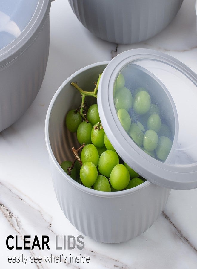 كوك ويذ كولرز أوعية تحضير الطعام من COOK WITH COLOR مع أغطية - مجموعة أوعية خلط بلاستيكية صغيرة متداخلة واسعة وعميقة مع أغطية، مجموعة من 12 قطعة - أوعية عميقة، رمادي - Image 3