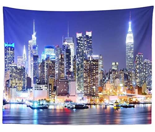 BELECO 7x5ft Fabric New York City Backdrop Manhattan Skyscraper Night View NYC Skyline Background Wallpaper New York Theme Party Decorations Artistic Portrait Shoot Photo Studio Props - Image 3
