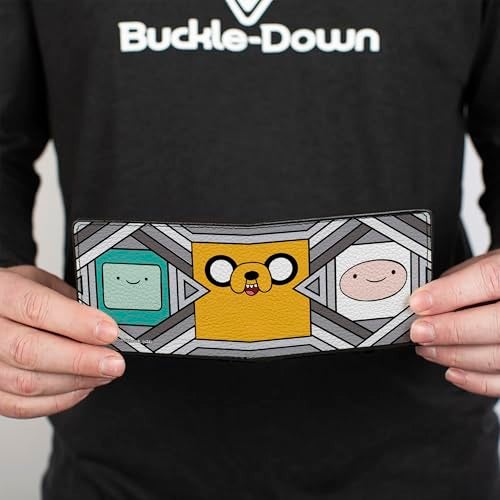 Buckle Down Buckle-Down Cartoon Network Wallet, Bifold, Adventure Time Jake Finn and BMO Pose Blocks Grays, Vegan Leather - Image 5
