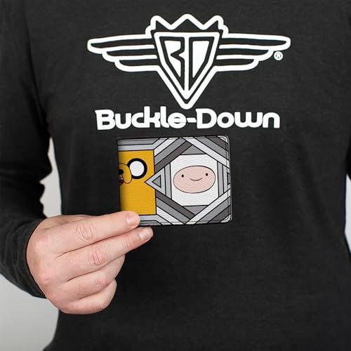 Buckle Down Buckle-Down Cartoon Network Wallet, Bifold, Adventure Time Jake Finn and BMO Pose Blocks Grays, Vegan Leather - Image 3
