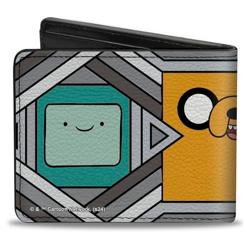 Buckle Down Buckle-Down Cartoon Network Wallet, Bifold, Adventure Time Jake Finn and BMO Pose Blocks Grays, Vegan Leather - Image 2