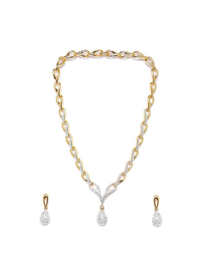 Estele Valentine Collection 24 Kt Gold Plated American Diamond Necklace Set For Women - Image 2