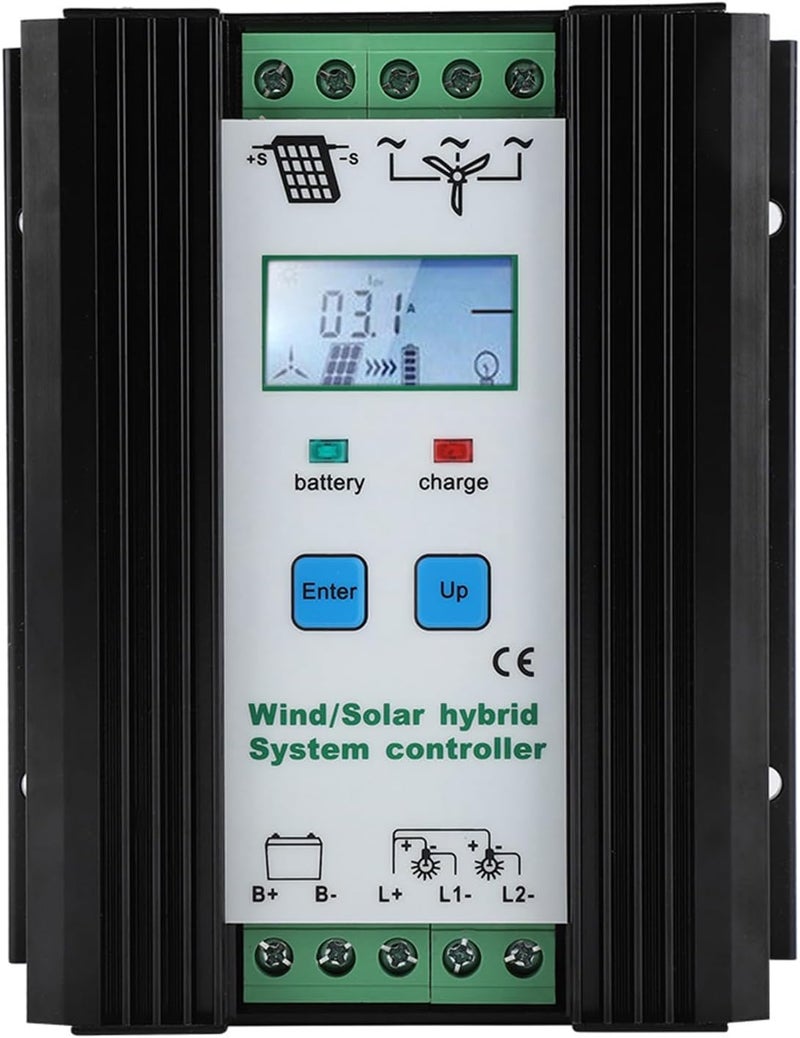 Wind Solar Hybrid Controller, Digital Intelligent PWM Boost Charging Regulator, LCD Display Controller with Protection, Ideal for 12V 24V 400W Solar & 800W Wind Power System - Image 1