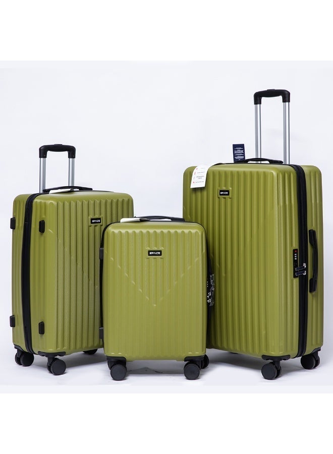 سبيس مجموعة حقائب سفر من 3 قطع، بجوانب صلبة وعجلات دوارة وخفيفة الوزن من مادة ABS، مناسبة للسفر، 28/24/20، باللون الأخضر - Image 1