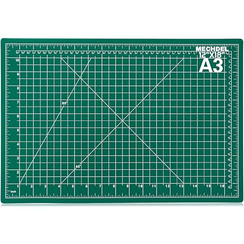 MECHDEL Polyvinyl Chloride A3 Cutting Mat for Sewing, Self Healing Double Sided Quilting Crafts Mat - Fabric Cutting Mat - Rotary Cutting Board Mat (A3 MAT-(45.1L x 30.3W cm)-Green, 1SET) - Image 1