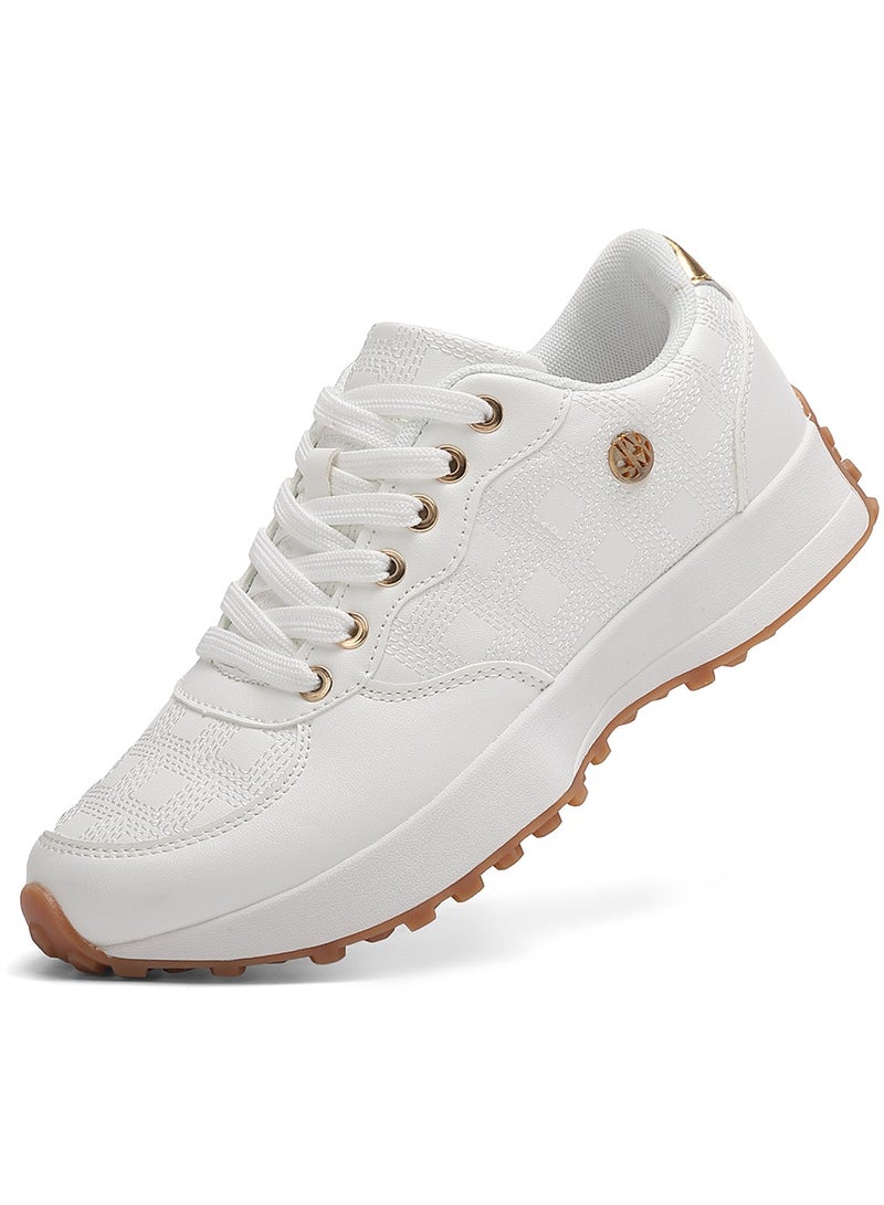 سكاي فيو أحذية رياضية نسائية أنيقة بكعب عالٍ، أحذية رياضية كلاسيكية كلاسيكية، أحذية جري أنيقة، أحذية مشي كاجوال برباط - Image 1