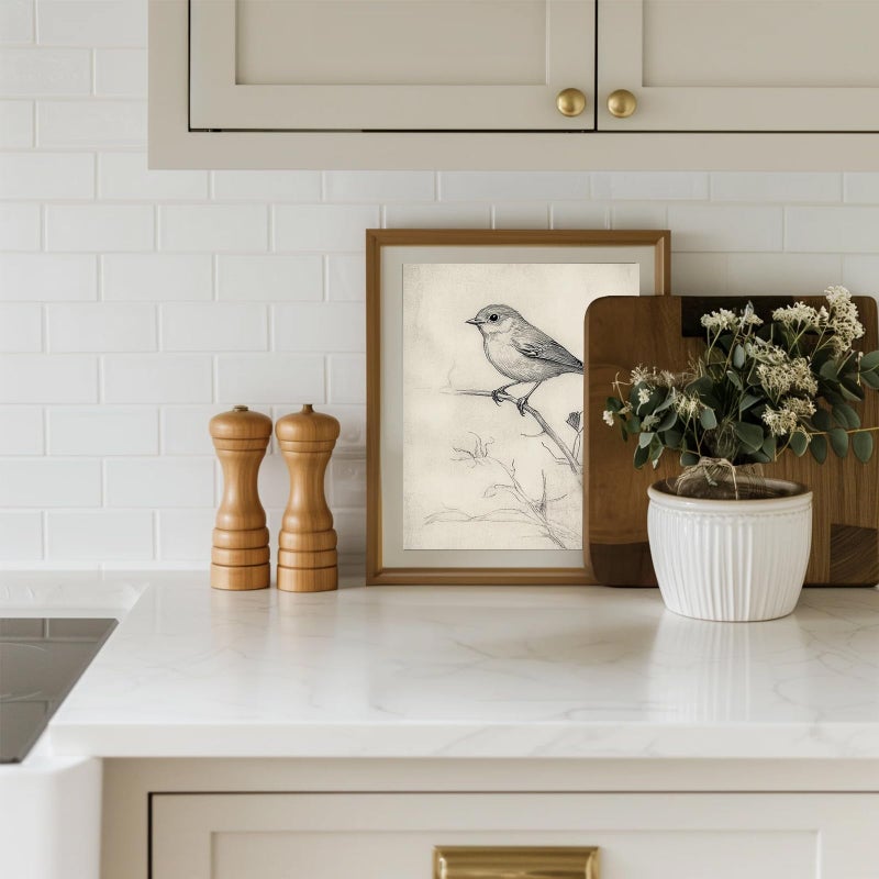 uniro Vintage Bird Sketch Wall Art Prints Farmhouse Decor Sparrow on a Branch Sketch Canvas Oil Painting Antique Bird Neutral Vintage Artwork Pictures for Bedroom Living Room Decor (8" x 10"-UNFRAMED) - Image 2