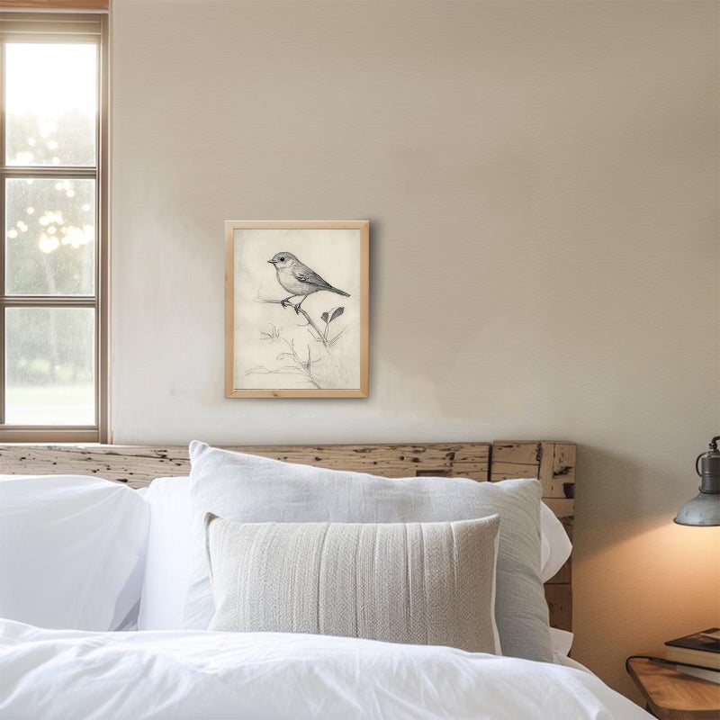 uniro Vintage Bird Sketch Wall Art Prints Farmhouse Decor Sparrow on a Branch Sketch Canvas Oil Painting Antique Bird Neutral Vintage Artwork Pictures for Bedroom Living Room Decor (8" x 10"-UNFRAMED) - Image 4