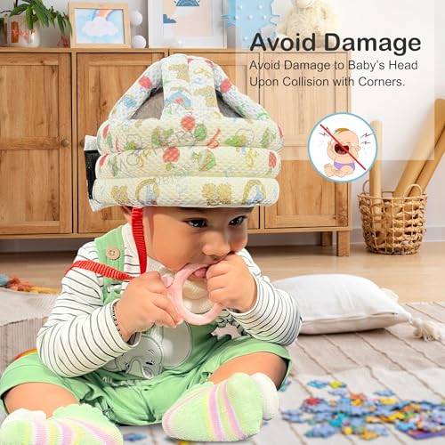 Motherly Padded Breathable Cushioned Baby Safety Helmet for Bump-Free Protection, Baby Head protective headguard, Toddler Hat/Helmet, safety gear with adjustable Chin Strap and ventilation (Alphabets) - Image 4