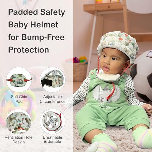 Motherly Padded Breathable Cushioned Baby Safety Helmet for Bump-Free Protection, Baby Head protective headguard, Toddler Hat/Helmet, safety gear with adjustable Chin Strap and ventilation (Alphabets) - Image 3
