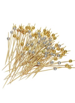 KASTWAVE 100 Cocktail Stick Bamboo Fruit Sticks Wooden Toothpicks, for Party Tapas Nibbles Canapes Appetiser Fruit Skewer BBQ Sandwich Bento Accessory Pick Food  - Image 1