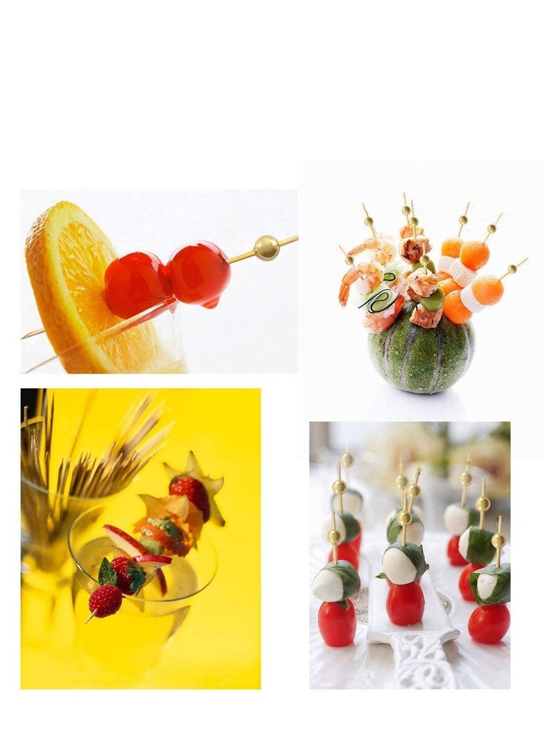 KASTWAVE - 100 Cocktail Stick Bamboo Fruit Sticks Wooden Toothpicks, for Party Tapas Nibbles Canapes Appetiser Fruit Skewer BBQ Sandwich Bento Accessory Pick Food - Image 1