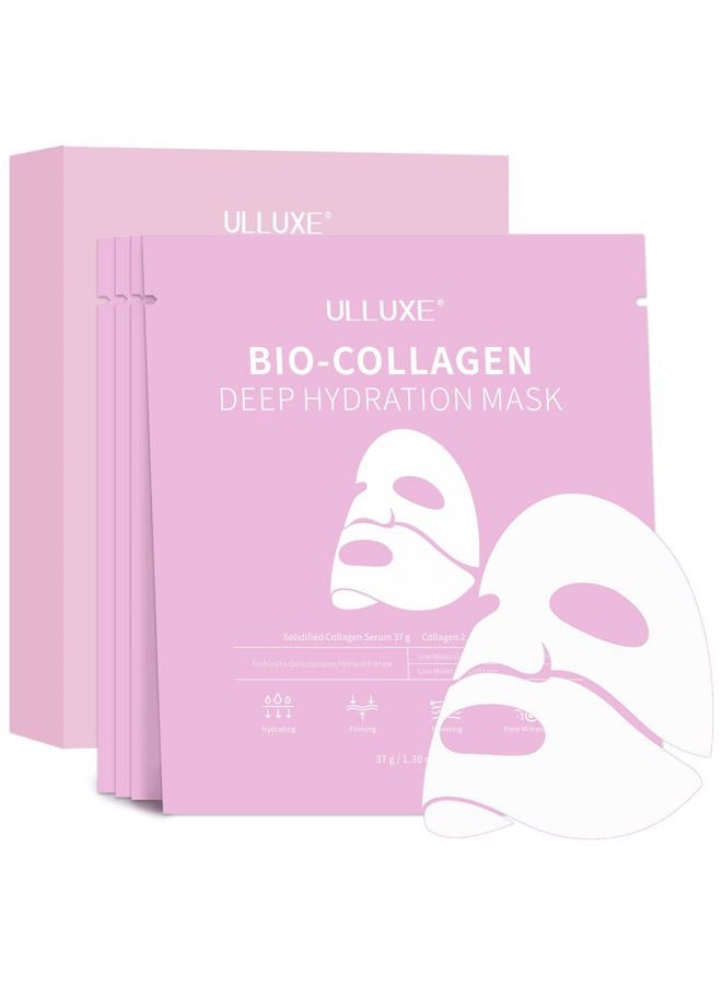 ulluxe Deep Collagen Face Mask, Overnight Hydrogel Facial Mask for Glowing Hydrating Lifting Firming Anti-Aging Moisturizing & Restores Skin Barrier, Korean Skincare Masks for All Skin Types, 37g x 4ea - Image 1