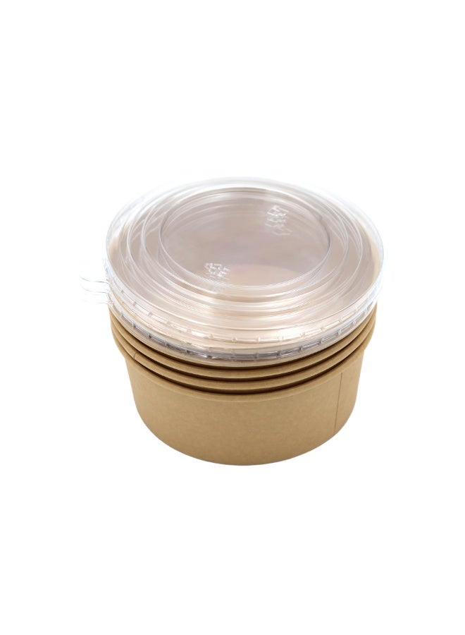 IDEAL PACK Kraft Paper Salad Bowls with Lids 5 PCS Eco Friendly Disposable Salad Containers Leak Proof Biodegradable Bowls for Salads Noodles Soups & Takeaway - Image 2