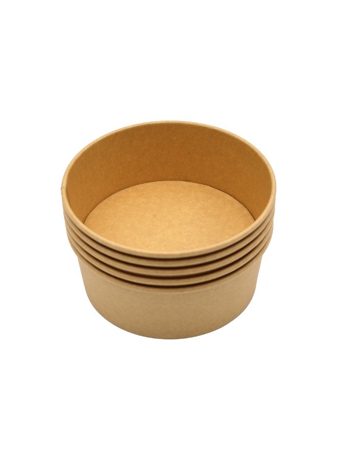 IDEAL PACK Kraft Paper Salad Bowls with Lids 5 PCS Eco Friendly Disposable Salad Containers Leak Proof Biodegradable Bowls for Salads Noodles Soups & Takeaway - Image 4