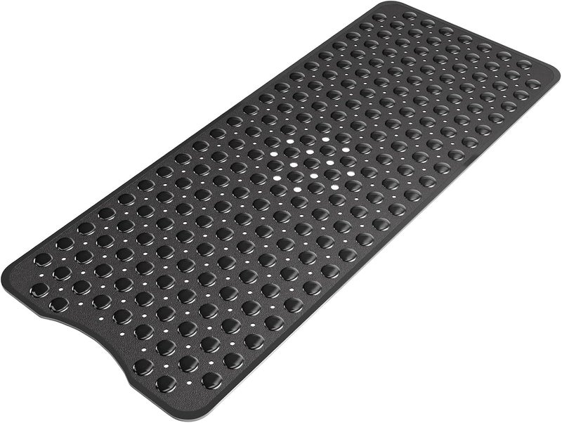 AmazerBath Extra Long Non-Slip Bath Tub Mat - 39 x 16 Inches with Suction Cups and Drain Holes, Machine Washable (Black) - Image 1