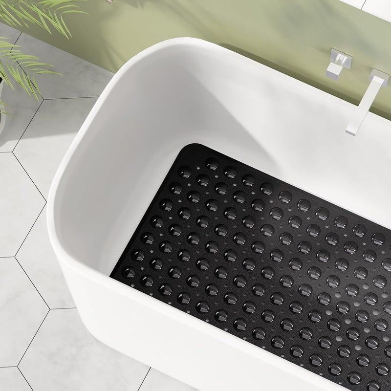 AmazerBath Extra Long Non-Slip Bath Tub Mat - 39 x 16 Inches with Suction Cups and Drain Holes, Machine Washable (Black) - Image 3