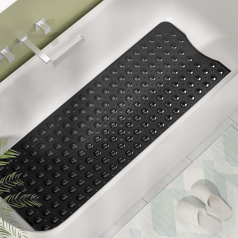AmazerBath Extra Long Non-Slip Bath Tub Mat - 39 x 16 Inches with Suction Cups and Drain Holes, Machine Washable (Black) - Image 2