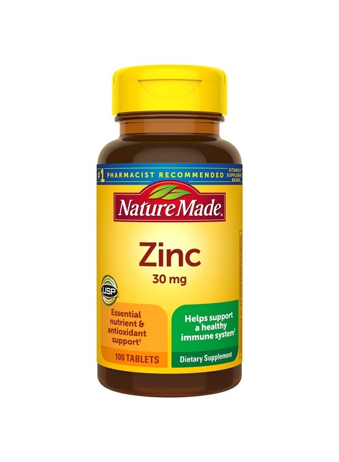 Nature Made Zinc 30 mg, Dietary Supplement for Immune Health and Antioxidant Support, 100 Tablets, 100 Day Supply - Image 1