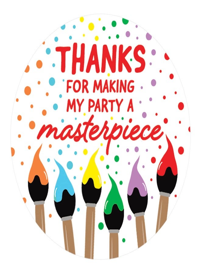 DISTINCTIVS Art Birthday Party Thank You Labels, Paint Party Decorations - 40 Stickers - Image 1