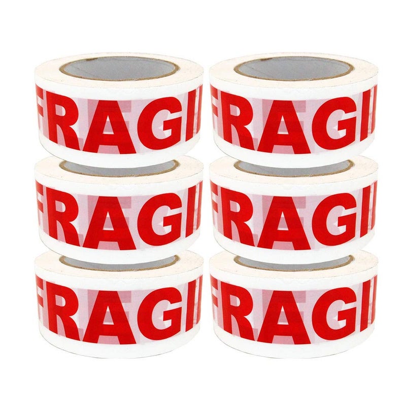 Progo Fragile Handle with Care Packing Shipping Carton Box Sealing Tape 2 inch x110 Yards 6
