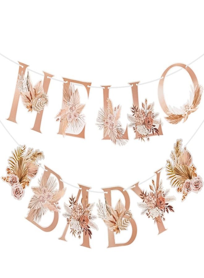 Letjolt Hello Baby Boho Flower Banner Girls Baby Shower Letter Garland Floral Birthday Gender Reveal Party Banner Nursery Decorations 12pcs - Image 2