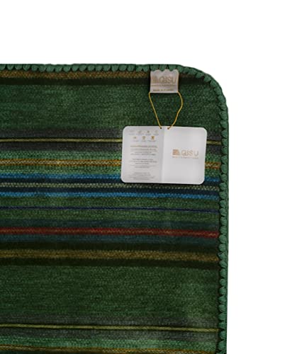 QISU Alpaca Wool Blanket Throw | Large, Beautiful, Warm, Variegated | 85 x 65 inches | Ultra-Soft, Hypoallergenic and Breathable | Non-Itchy or Scratchy Fabric (Green Variegated) - Image 5
