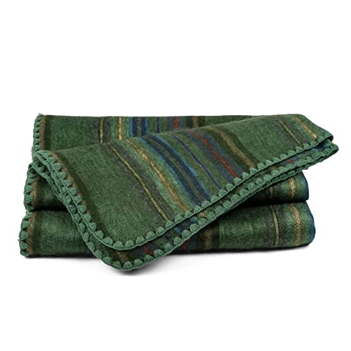 QISU Alpaca Wool Blanket Throw | Large, Beautiful, Warm, Variegated | 85 x 65 inches | Ultra-Soft, Hypoallergenic and Breathable | Non-Itchy or Scratchy Fabric (Green Variegated) - Image 3