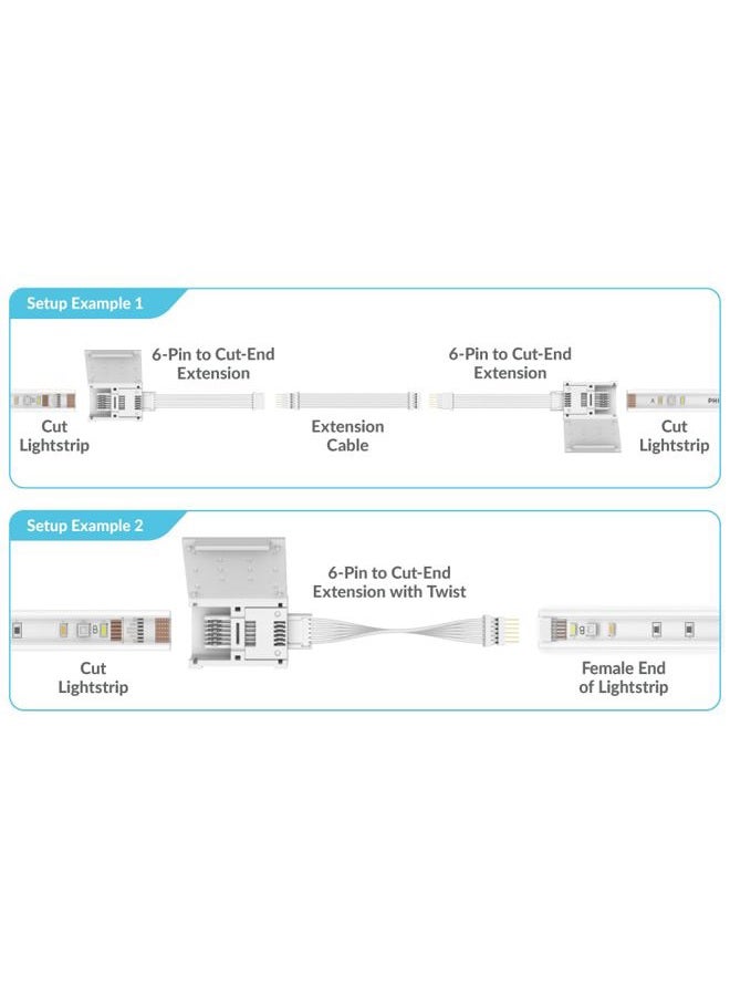 Litcessory 6-Pin to Shortened End Extension Cable for Philips Hue Lightstrip Plus (50 mm, Pack of 4, White - Micro 6-Pol V4) - Image 4