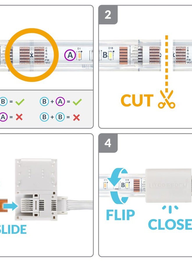 Litcessory 6-Pin to Shortened End Extension Cable for Philips Hue Lightstrip Plus (50 mm, Pack of 4, White - Micro 6-Pol V4) - Image 5
