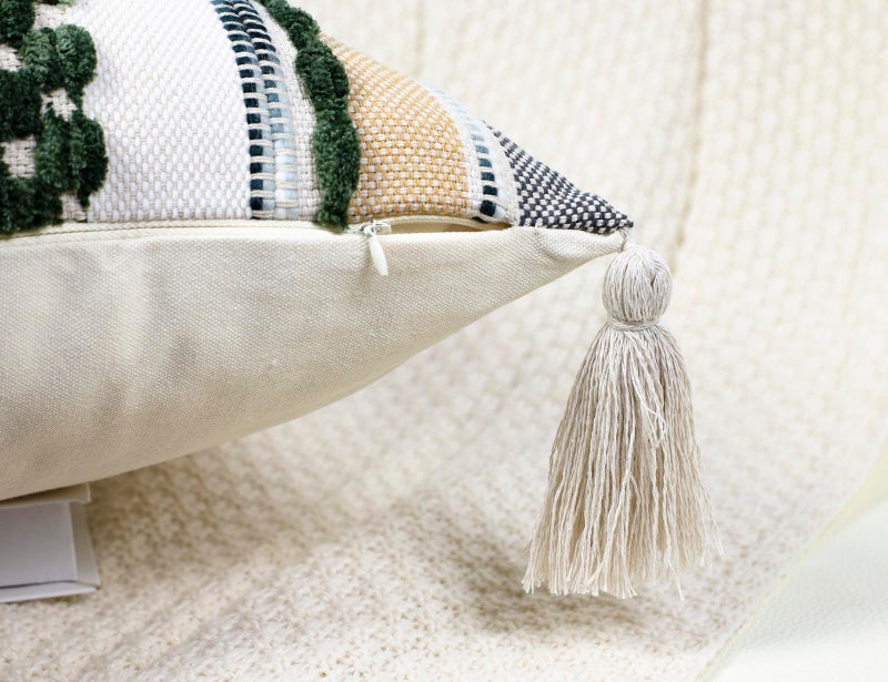 PANOD Boho Long Lumbar Throw Pillow Cover 14 x 36 Dark Green, Chenille Morocan Extra Long Pillow Case Cover, Decorative Long Pillow for Bed Couch Sofa Farmhouse - Image 5
