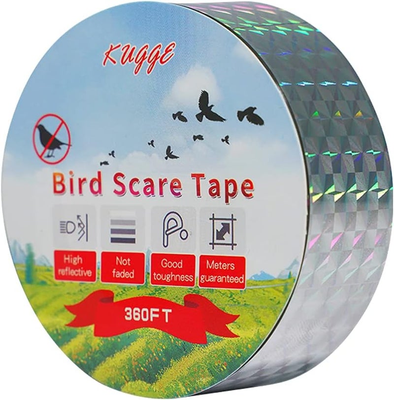 Kugge Bird Flash Tape (1in,360ft), Double Side Reflective Ribbon, Protect Your House, Garden, Orchard - Image 1