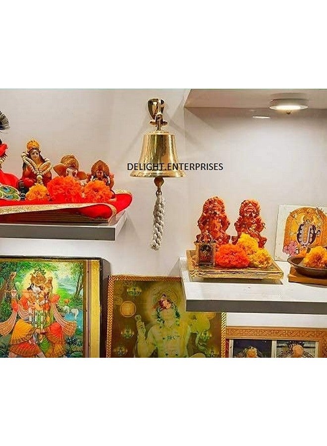 Light It Up Brass Decorative Hanging Bell Perfect for Home Pooja, Mandir & Festival Decor | Solid Brass Metal Bell with Deep Resonating Sound | Antique Style Ghanti for Door or Temple Use 5 in - Image 3