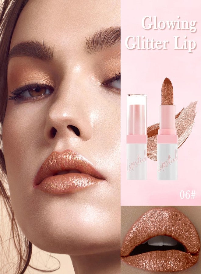 LYSdefeu Glitter Matte Lipstick,Long Lasting Waterproof Lip Gloss,Diamond Metallic Sparkling High Pigment Non-Stick Cup Lip stain Tint,Full-Coverage Lip Balm Lip Makeup,Mother's Day Gift for Women Girl-06 - Image 2