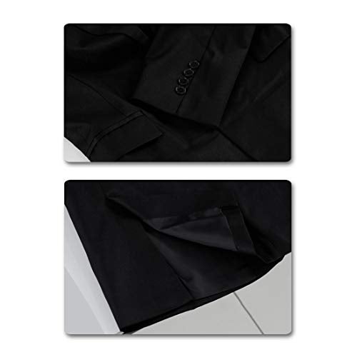 YUNCLOS Men's Slim Fit Casual One Button Notched Lapel Blazer Jacket (Black, L) - Image 5