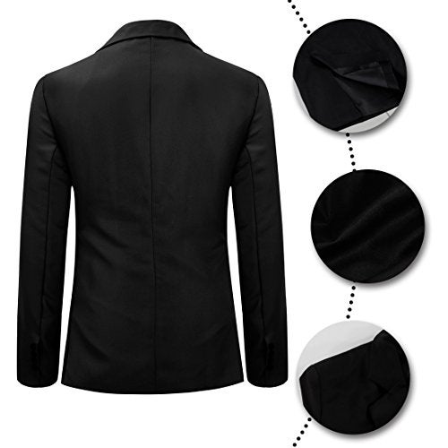 YUNCLOS Men's Slim Fit Casual One Button Notched Lapel Blazer Jacket (Black, L) - Image 4