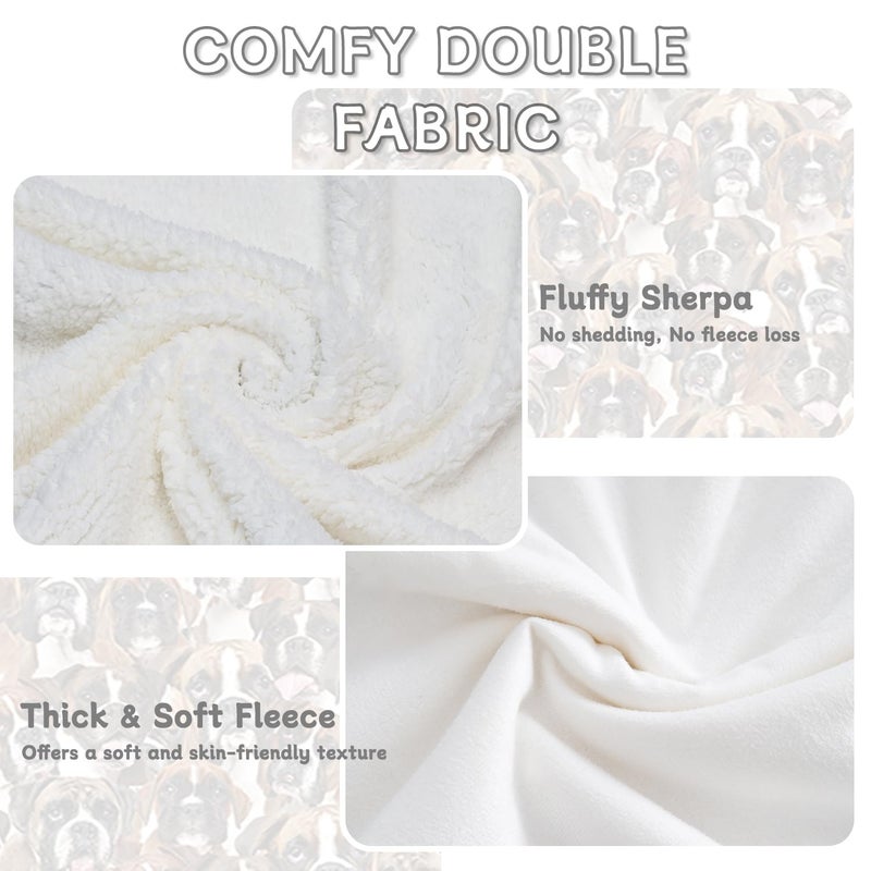 BlessLiving BlessLiving Boxer Dog Blanket Super Soft Cozy Reversible Fluffy Sherpa Throw Blanket for Kids Girls Adults Cute Pet Fleece Blankets White Boxer Dog Prints Mom Gifts Blankets (50 x 60 Inches)  - Image 3