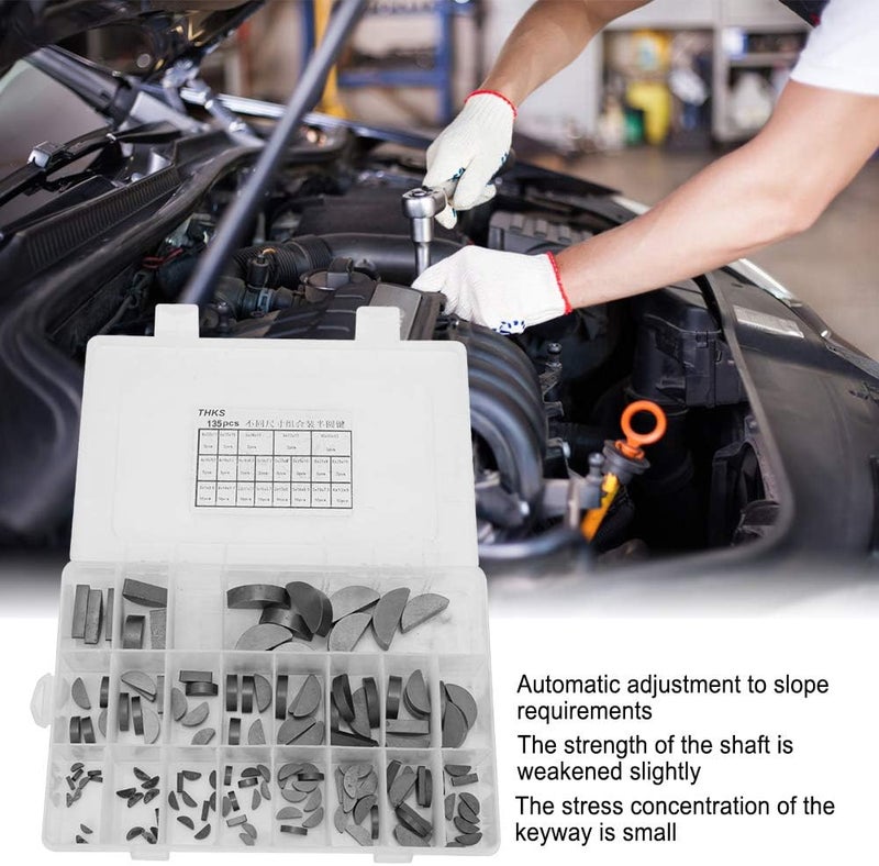 for Long-Lasting Flywheel, 135 Pcs Woodruff Key Assortment Kit, Pulley, and Crankway Keys for Multiple Applications - Image 2