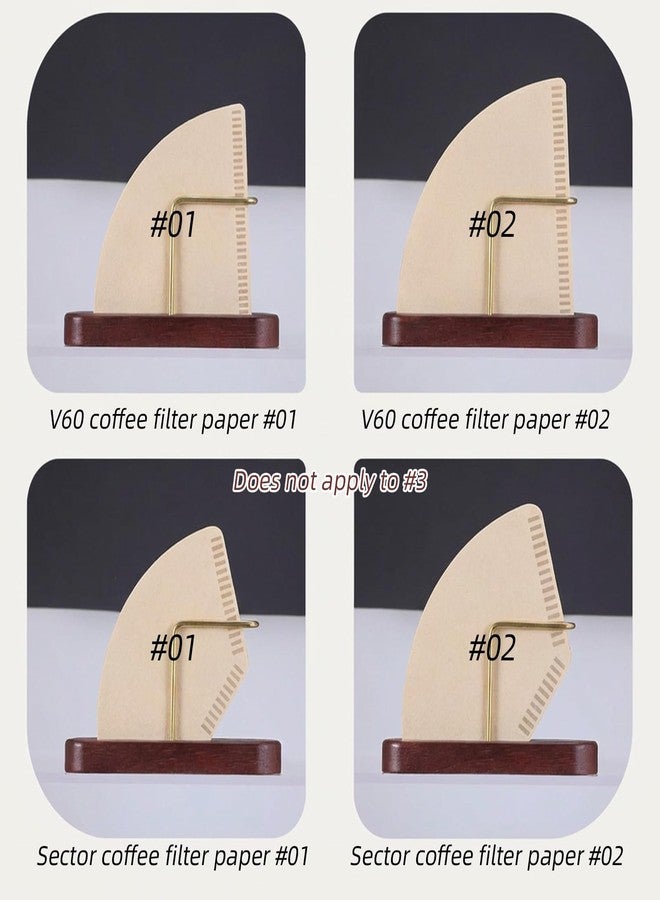 WJIAAA Cone Coffee Filter Holder, Coffee Filter Storage for 60 Paper Filters Size #01 and #02, Wood & Brass Rack Pour Over Containe Stand for Counter - Image 5