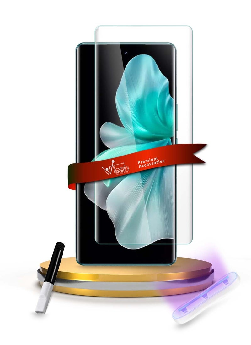دبليو تيك Vivo V30 / V30 Pro 5G 2024 حامي شاشة زجاجي مقسى بغطاء كامل للأشعة فوق البنفسجية (MSGUCN) - شفاف  - Image 1