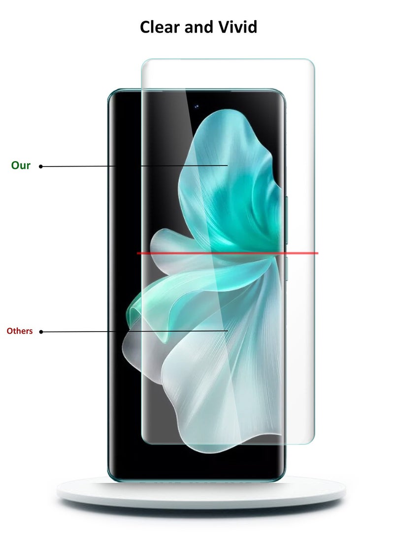 دبليو تيك Vivo V30 / V30 Pro 5G 2024 حامي شاشة زجاجي مقسى بغطاء كامل للأشعة فوق البنفسجية (MSGUCN) - شفاف  - Image 3