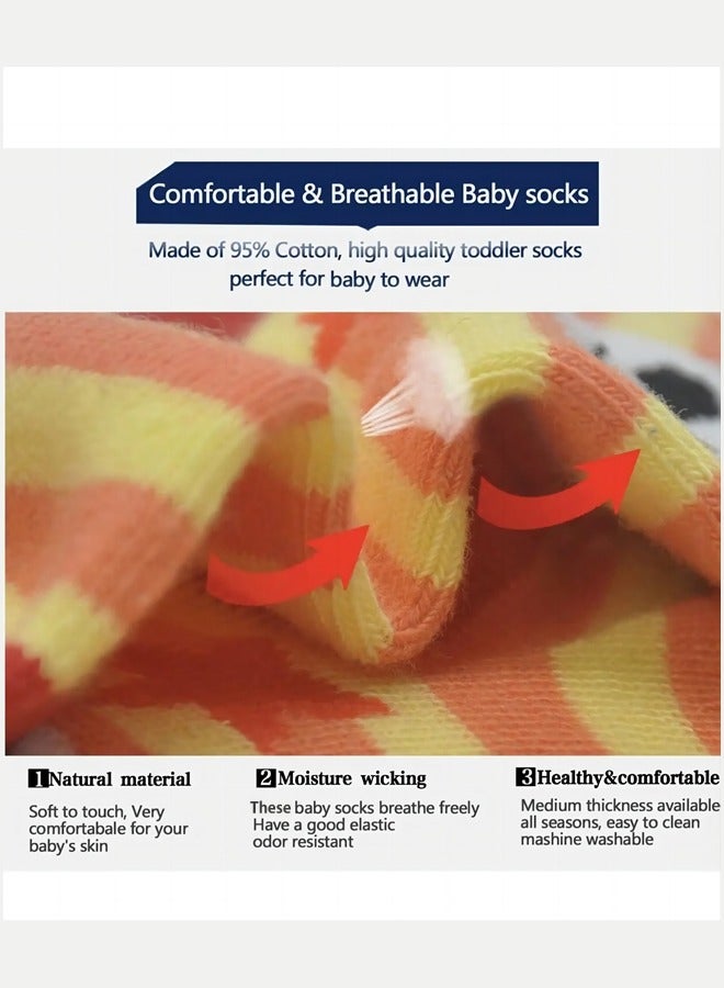 DOOKOO 12 Pairs Baby Socks Of Cotton Non-Slip Striped Girls Socks Multicolor - Image 5
