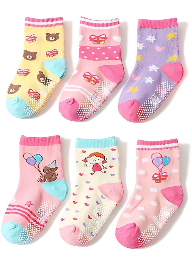 DOOKOO 12 Pairs Baby Socks Of Cotton Non-Slip Striped Girls Socks Multicolor - Image 2