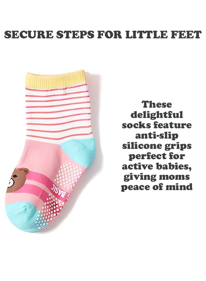 DOOKOO 12 Pairs Baby Socks Of Cotton Non-Slip Striped Girls Socks Multicolor - Image 4