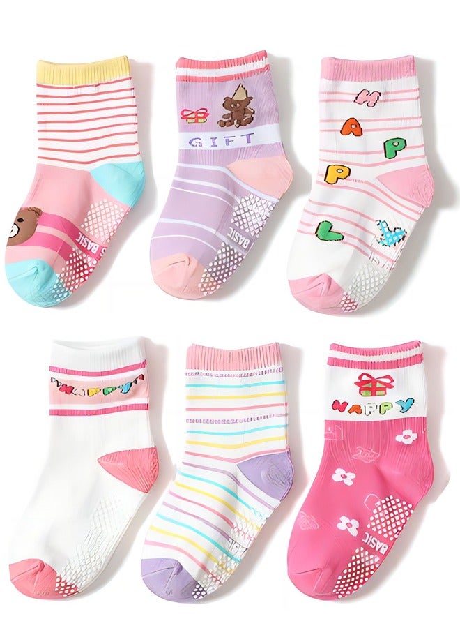 DOOKOO 12 Pairs Baby Socks Of Cotton Non-Slip Striped Girls Socks Multicolor - Image 3