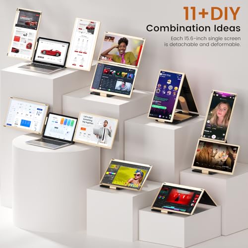 UK BONITOYS موسع شاشة اللابتوب 15.6 بوصة، شاشة محمولة بدقة 1080P FHD مع 120% sRGB، شاشة قابلة للفصل بزاوية دوران 235، توصيل وتشغيل، موسع شاشة ثلاثي للابتوب متوافق مع ويندوز، ماك، كروم - Image 3
