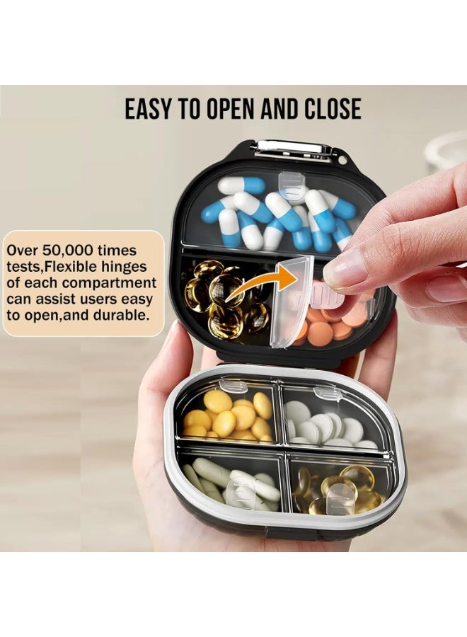 منظم حبوب الدواء للسفر، عبوتان من علب حبوب الدواء المحمولة لمدة 7 أيام، علبة حبوب صغيرة مقاومة للرطوبة، حاوية يومية للأدوية والفيتامينات، لتتبع الأدوية والمكملات الغذائية، مستلزمات السفر الأساسية (صغيرة + كبيرة) - Image 3