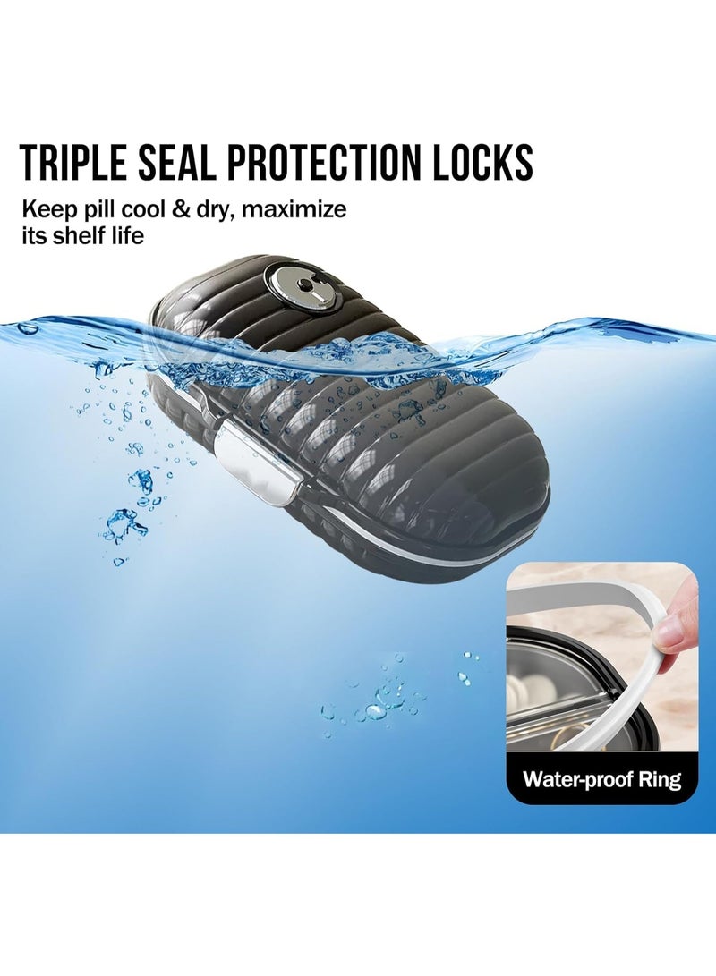 منظم حبوب الدواء للسفر، عبوتان من علب حبوب الدواء المحمولة لمدة 7 أيام، علبة حبوب صغيرة مقاومة للرطوبة، حاوية يومية للأدوية والفيتامينات، لتتبع الأدوية والمكملات الغذائية، مستلزمات السفر الأساسية (صغيرة + كبيرة) - Image 5
